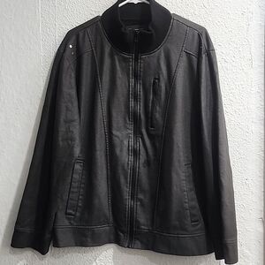 INC International Concepts Jacket Men XL Black Full Zip Basic Mock Collar Casual